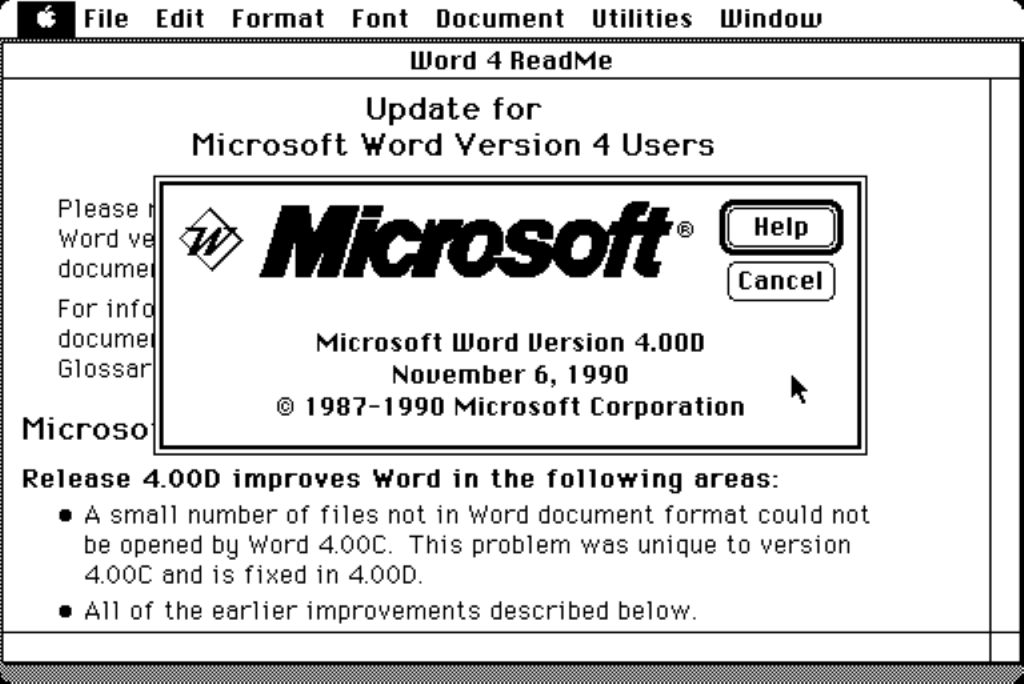 Microsoft Word 4.0 for Mac source winworldpc